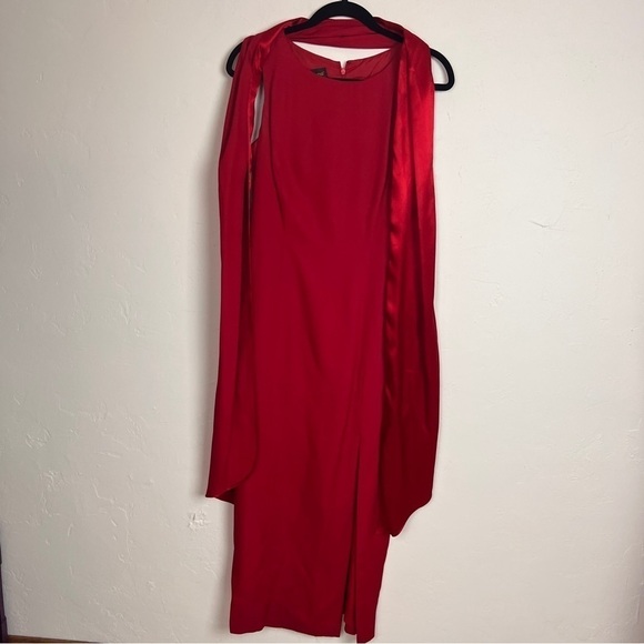 Donna Ricco red sleeveless dress size 4 gown with scarf - Picture 1 of 12
